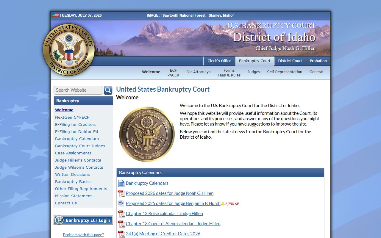 Bannock County District Court bankruptcy court separation