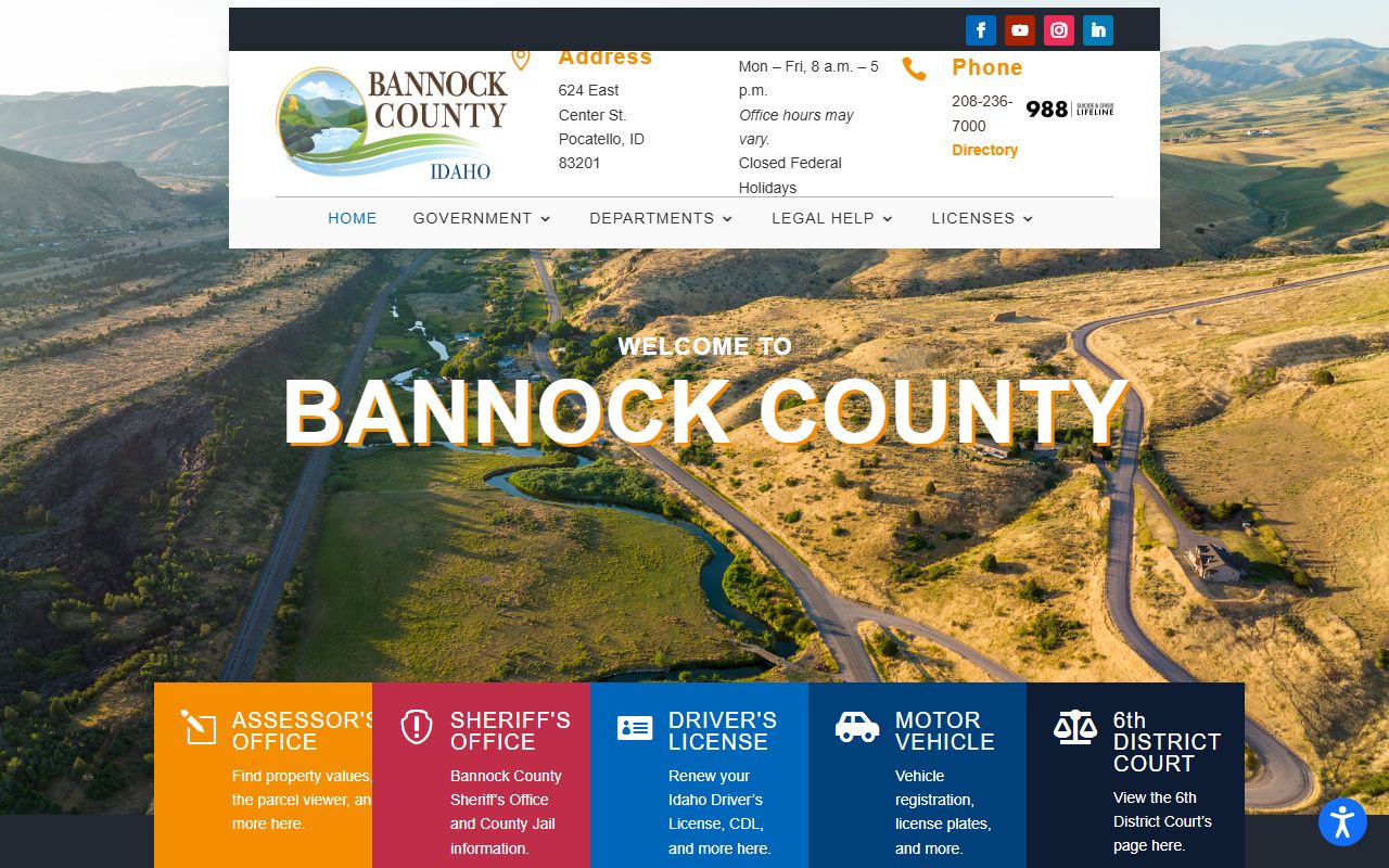 Bannock County court records county homepage and courthouse contacts
