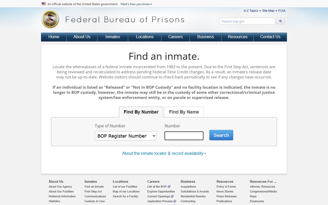 Bannock County inmate search federal custody locator source