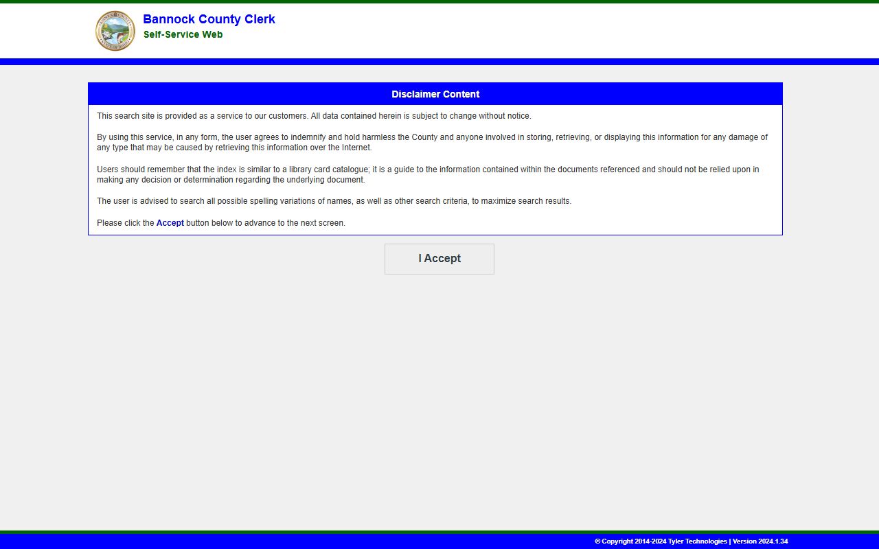Bannock County marriage records online application
