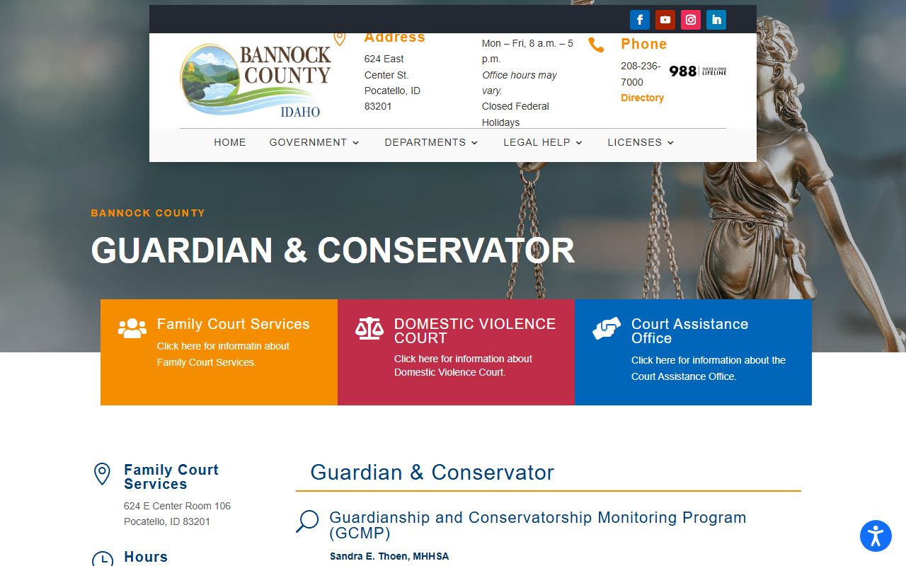 Bannock County probate records guardianship and conservatorship page