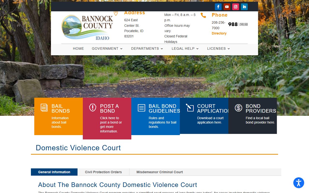 Bannock County probate records domestic violence court page
