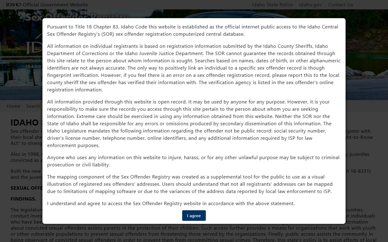 Bannock County traffic court records Idaho State Police registry app source