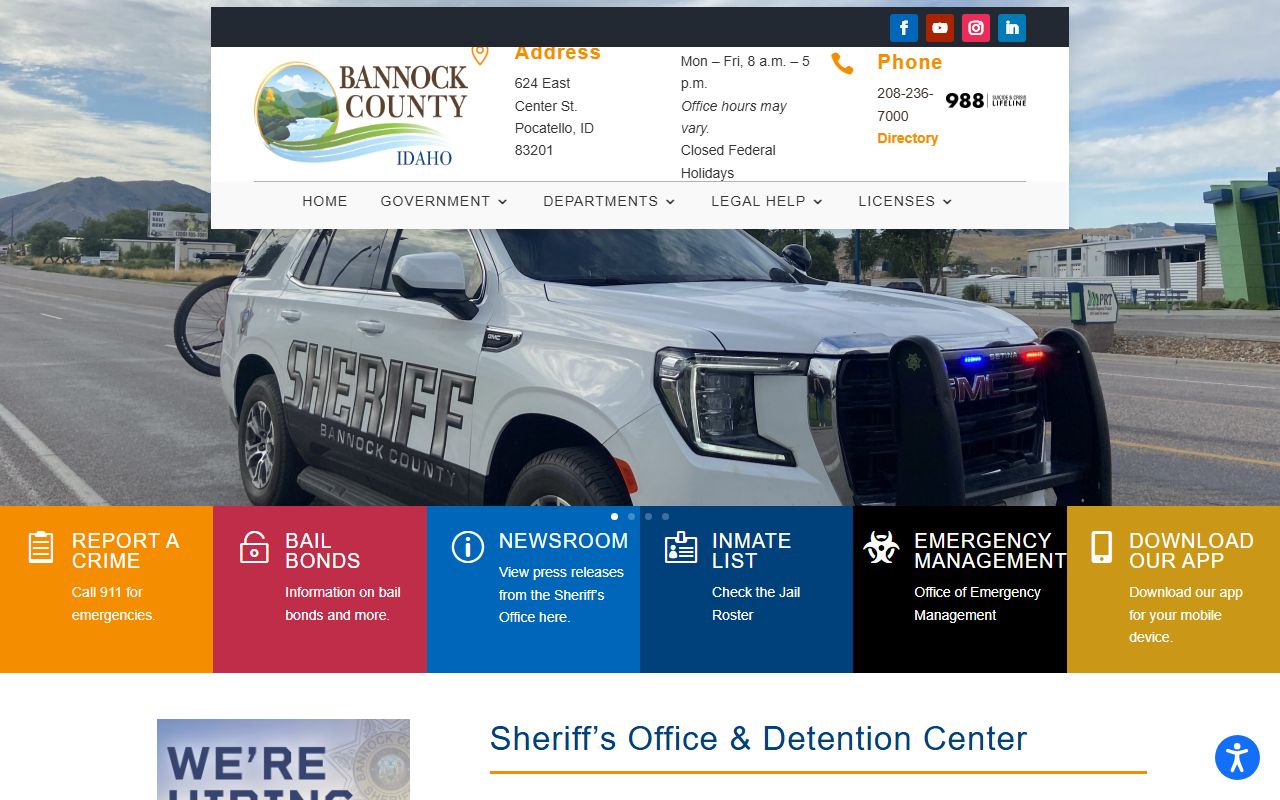 Bannock County warrant search sheriff office source page